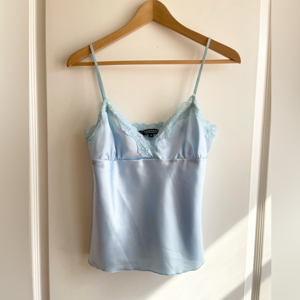 Vintage Y2K Rampage Babydoll Satin Lace Trim Top Size M Fairy